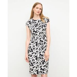 MM.LaFleur The Masha Dress Size 2 Black White Abstract Print Work Sheath Pencil‎